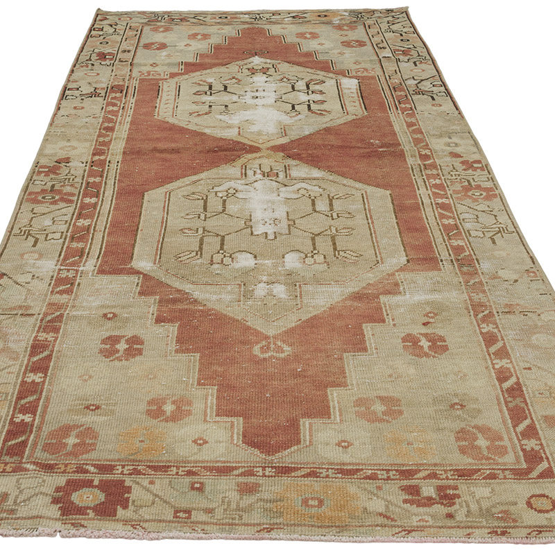 Alfombra Vintage Turca Anudada a Mano - 120 cm x 263 cm - K0088085
