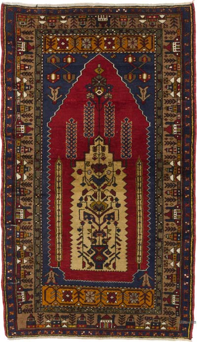 Alfombra Vintage Turca Anudada a Mano - 106 cm x 181 cm