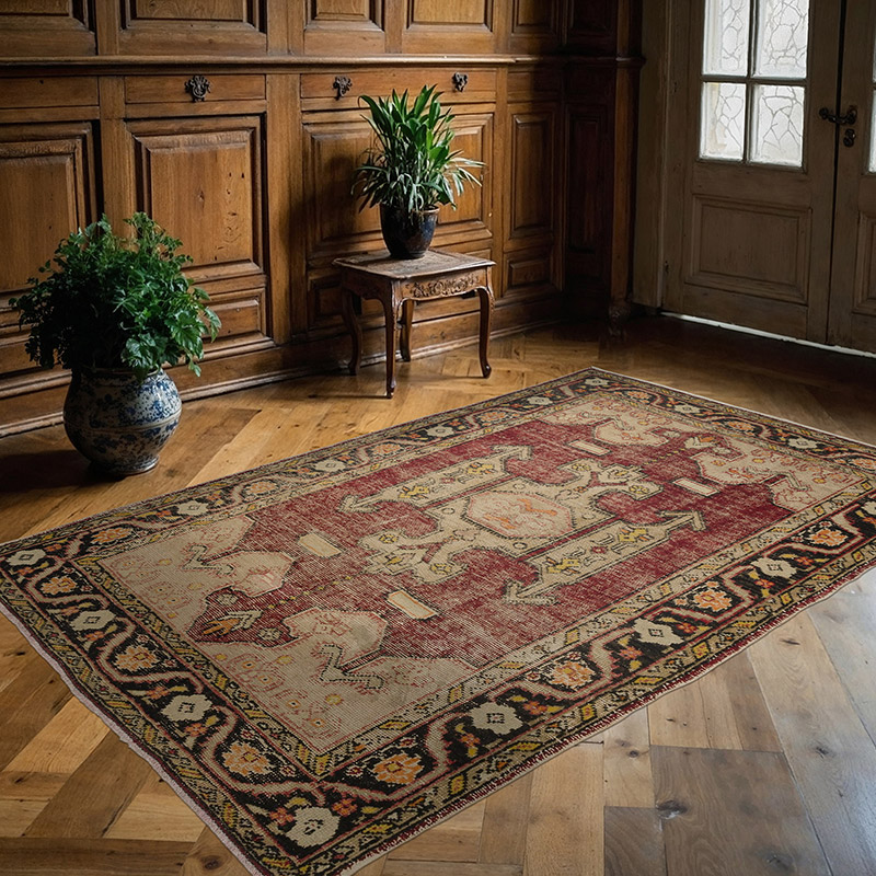 Vintage Turkish Hand-Knotted Rug - 4' 10" x 7' 5" (58" x 89") - K0088101