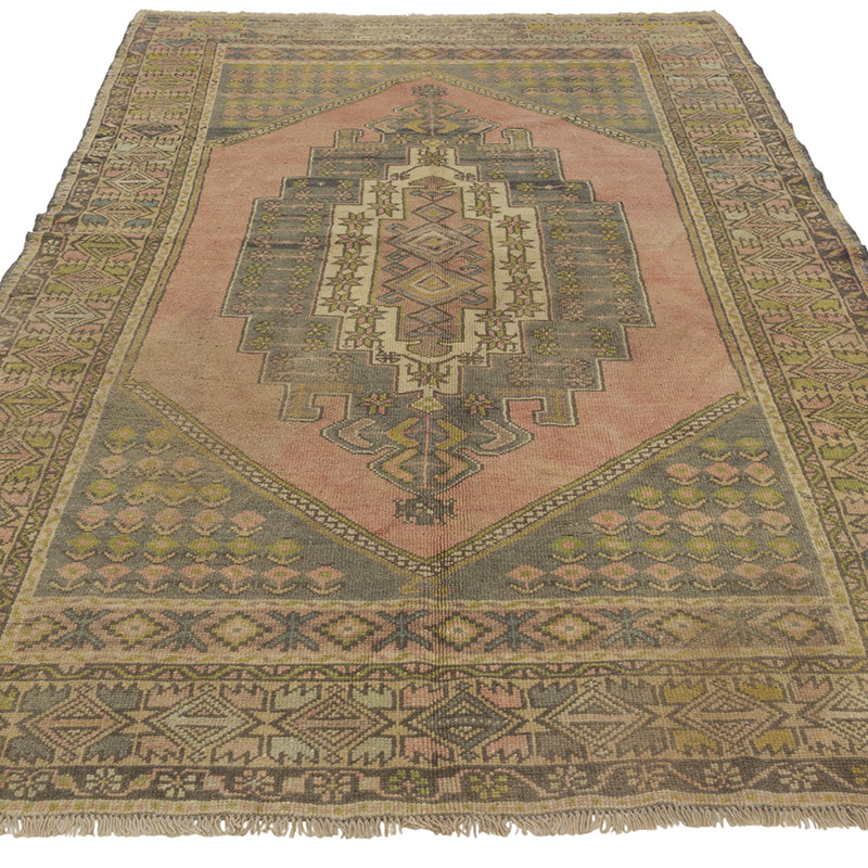 Alfombra Vintage Turca Anudada a Mano - 137 cm x 226 cm - K0088116