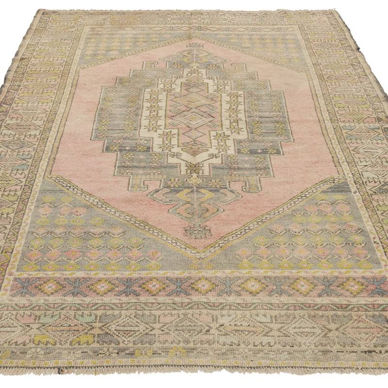 Alfombra Vintage Turca Anudada a Mano - 137 cm x 226 cm - K0088116