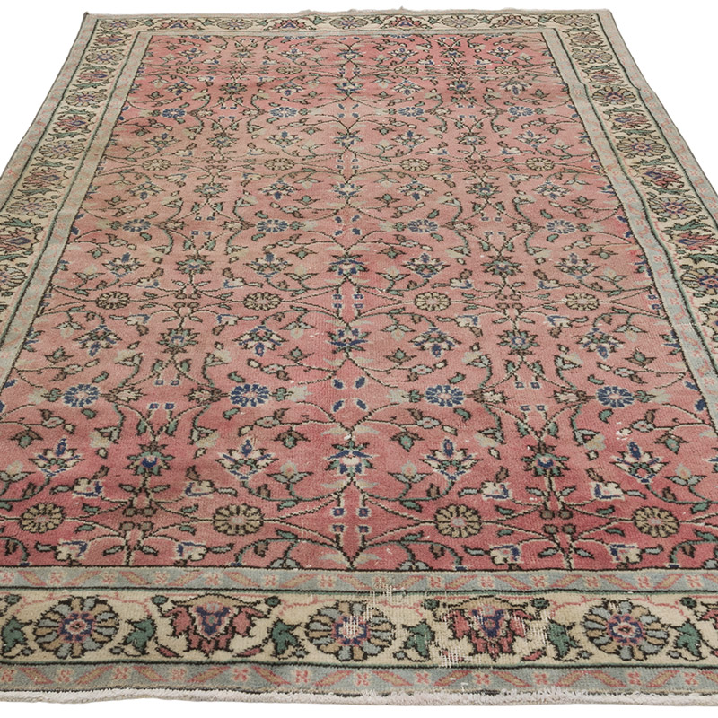 Alfombra Vintage Turca Anudada a Mano - 146 cm x 248 cm - K0088135
