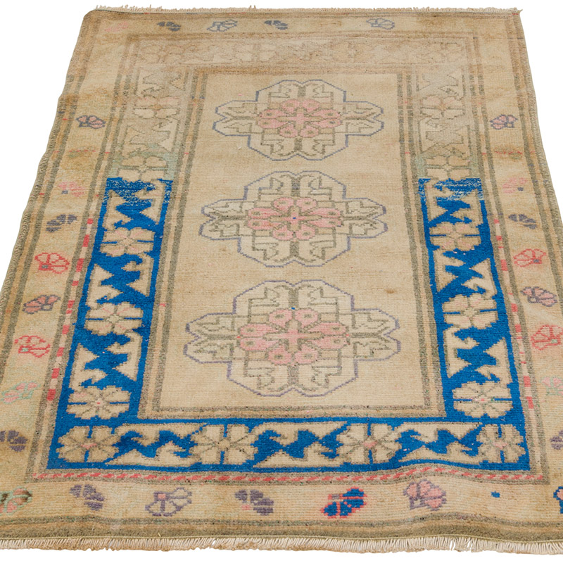 Alfombra Vintage Turca Anudada a Mano - 65 cm x 103 cm - K0088139