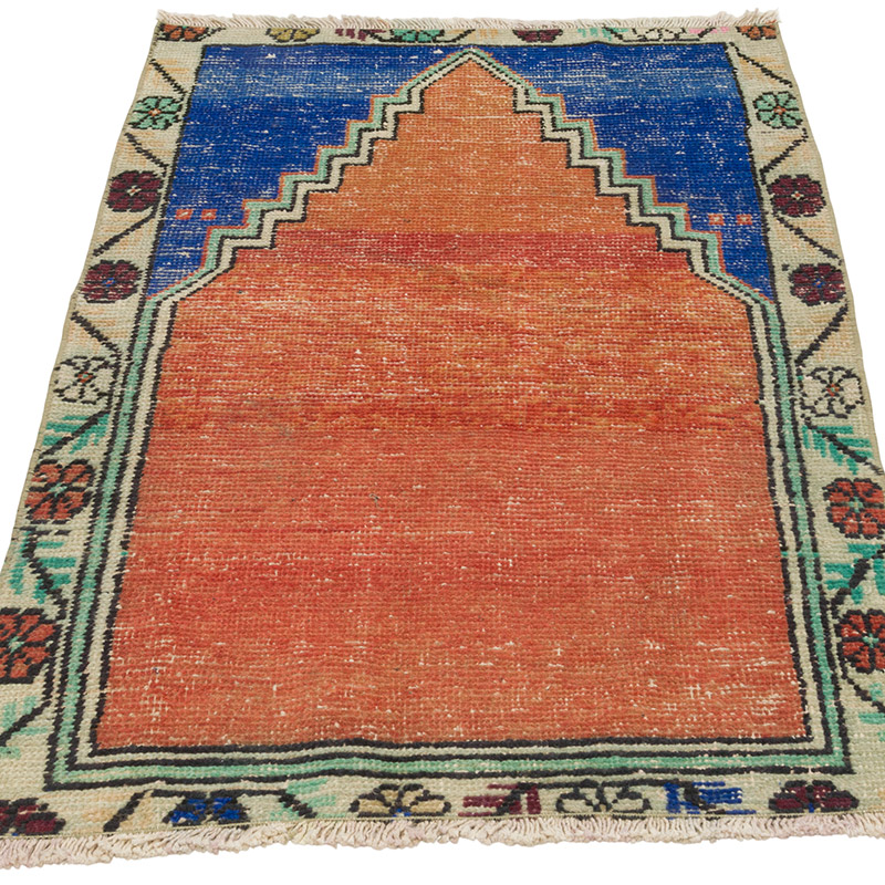 Alfombra Vintage Turca Anudada a Mano - 66 cm x 109 cm - K0088142