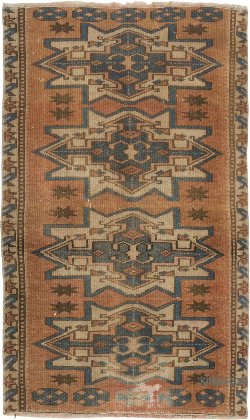 Alfombra Vintage Turca Anudada a Mano - 65 cm x 107 cm - K0088144