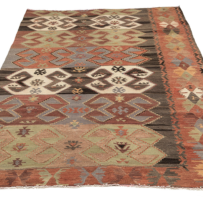 Vintage Afyon Kilim Rug - 4' 4" x 6' 9" (52" x 81") - K0088153