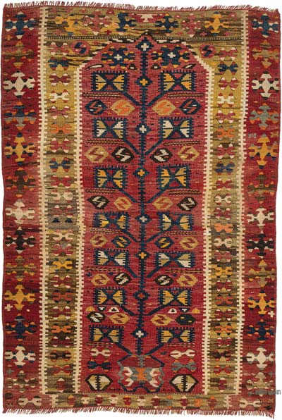 Antique Aydin Kilim Rug - 3' 1" x 4' 5" (37" x 53")