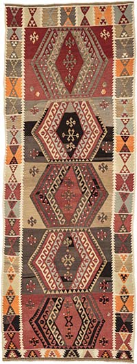 Vintage Sivas Kilim Rug - 3' 8" x 10' 1" (44" x 121")