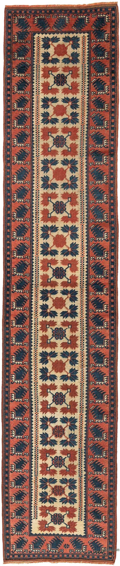 Pasillo Vintage Turco Anudado a Mano - 63 cm x 305 cm