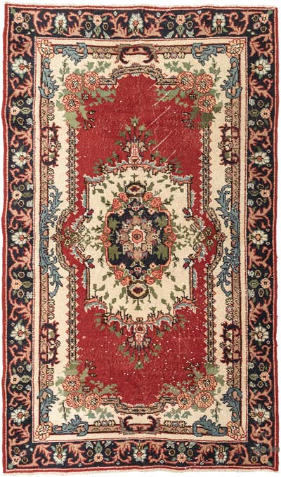 Vintage Turkish Hand-Knotted Rug - 4' 1" x 6' 11" (49" x 83")