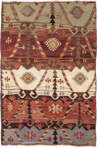 Vintage Afyon Kilim Rug - 2' 10" x 4' 6" (34" x 54")