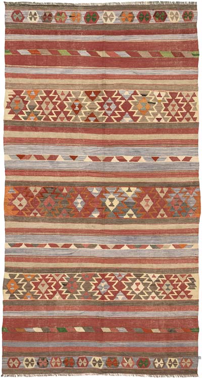 Vintage Caucasian Kilim Rug - 2' 6" x 15' 8" (30" x 188")