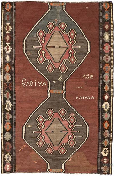 Vintage Kars Kilim Rug - 4' 10" x 7' 3" (58" x 87")