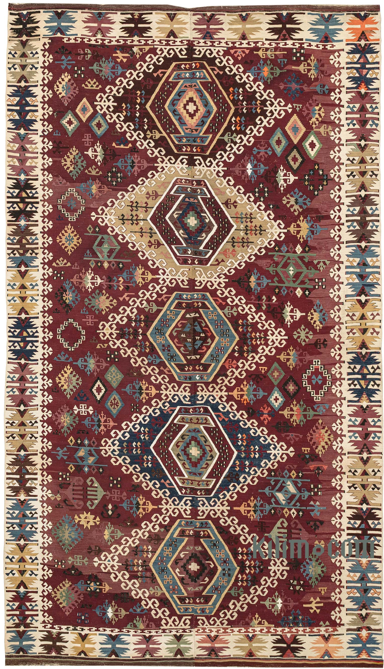 アンティークキリム　レイハンリ（レイハンル）1840年頃　330×75㎝ Antique Reyhanli Kilim Rug - K0088232