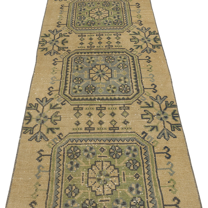 Pasillo Vintage Turco Anudado a Mano - 74 cm x 660 cm - K0088273