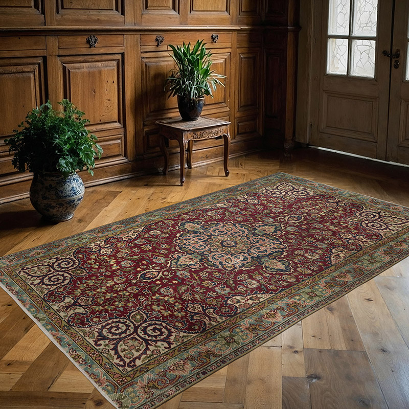 Vintage Turkish Hand-Knotted Rug - 4' 7" x 7' 3" (55" x 87") - K0088390