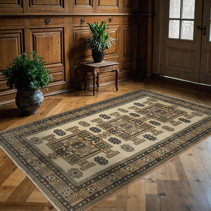Vintage Turkish Hand-Knotted Rug - 5' 7" x 8' 8" (67" x 104") - K0088408
