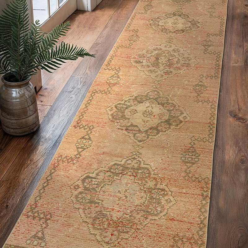 Pasillo Vintage Turco Anudado a Mano - 80 cm x 320 cm - K0088498