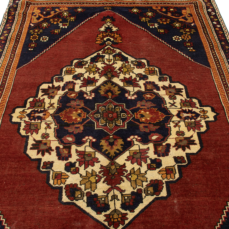 Alfombra Vintage Turca Anudada a Mano - 139 cm x 256 cm - K0088500