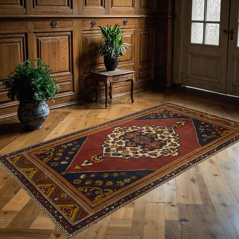 Alfombra Vintage Turca Anudada a Mano - 139 cm x 256 cm - K0088500