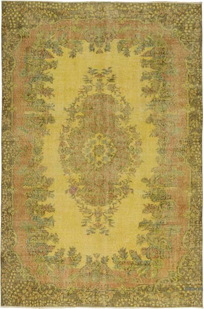 Boyalı El Dokuma Vintage Halı - 192 cm x 285 cm