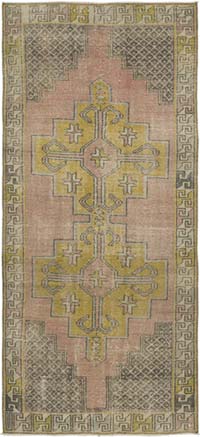 Alfombra Vintage Turca Anudada a Mano - 121 cm x 266 cm