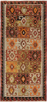 Vintage Konya Kilim Rug - 5' 3" x 11' 2" (63" x 134")