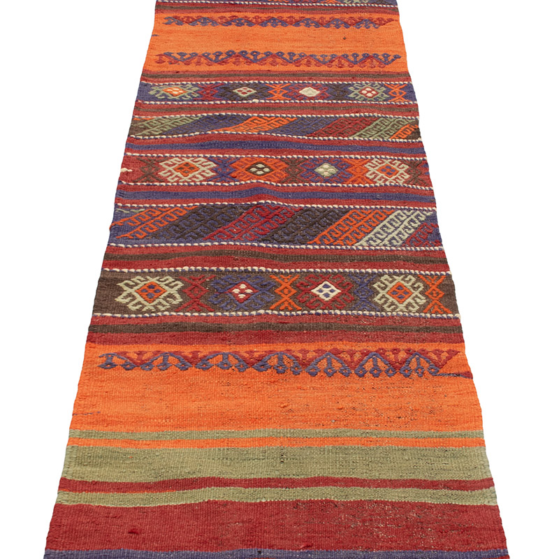Vintage Balikesir Kilim Runner - 1' 10" x 14' 4" (22" x 172") - K0089046