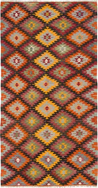 Vintage Afyon Kilim Rug - 5' 8" x 10' 8" (68" x 128")