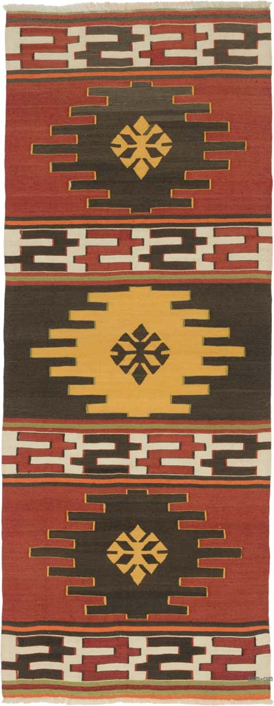 Vintage Afyon Kilim Yolluk - 74 cm x 190 cm
