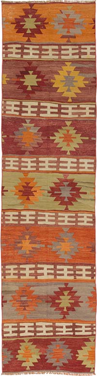 Vintage Turkish Kilim Runner - 2' 7" x 10' 2" (31" x 122")