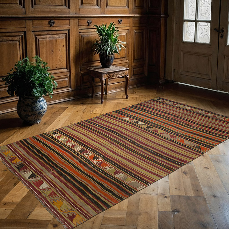 Vintage Konya Kilim Rug - 5'  x 8' 8" (60" x 104") - K0089150