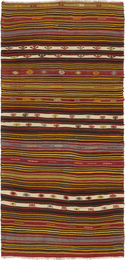 Vintage Turkish Kilim Rug - 4' 10" x 9' 11" (58" x 119")