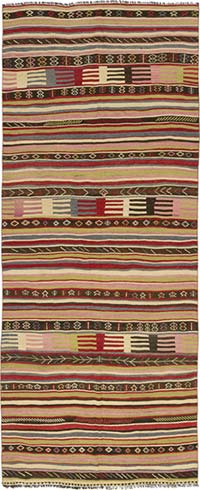 Vintage Afyon Kilim Rug - 4' 7" x 11' 4" (55" x 136")