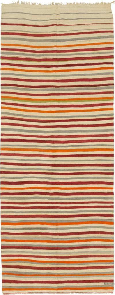 Vintage Turkish Kilim Runner - 4' 10" x 12' 7" (58" x 151")