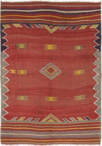 Vintage Balikesir Kilim Rug - 5'  x 7' 3" (60" x 87")