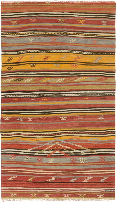 Vintage Turkish Kilim Rug - 4' 1" x 7'  (49" x 84")