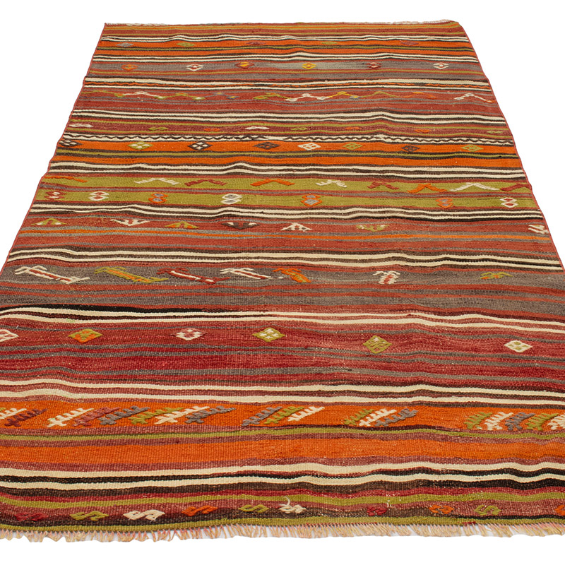 Vintage Turkish Kilim Rug - 3' 7" x 6' 11" (43" x 83") - K0089183