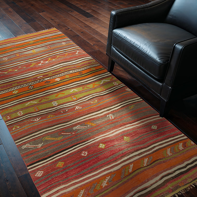Vintage Turkish Kilim Rug - 3' 7" x 6' 11" (43" x 83") - K0089183