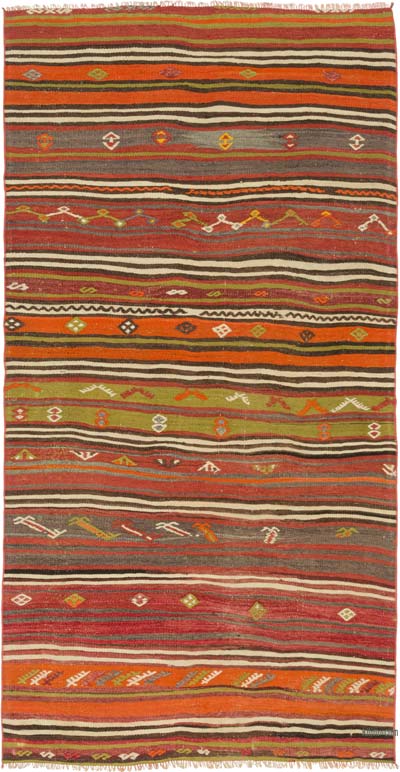 Vintage Turkish Kilim Rug - 3' 7" x 6' 11" (43" x 83")