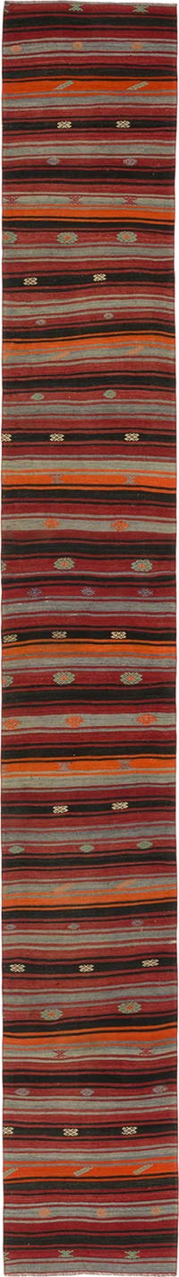 Vintage Turkish Kilim Runner - 2' 11" x 21' 7" (35" x 259")