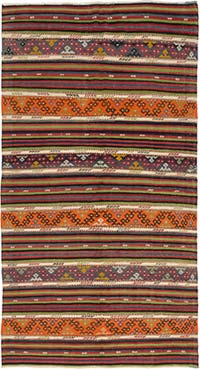 Vintage Denizli Kilim Rug - 5' 9" x 10' 8" (69" x 128")