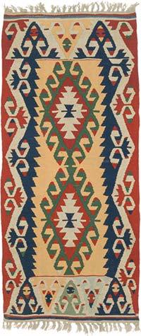 New Handwoven Turkish Kilim Runner - 2' 2" x 4' 9" (26" x 57")
