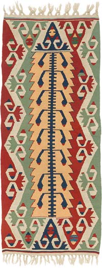 New Handwoven Turkish Kilim Runner - 2'  x 4' 11" (24" x 59")