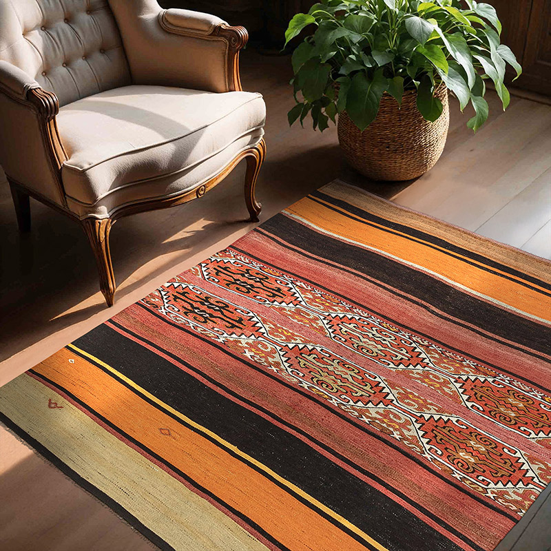 Vintage Antalya Kilim Rug - 4' 6" x 5' 3" (54" x 63") - K0089438