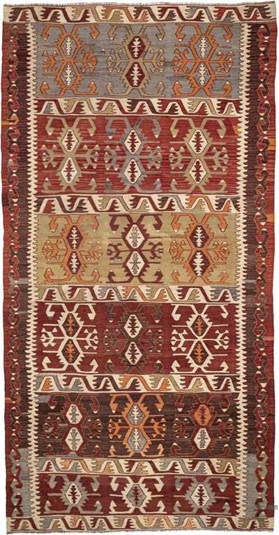 Vintage Konya Kilim Rug - 5' 10" x 11' 5" (70" x 137")