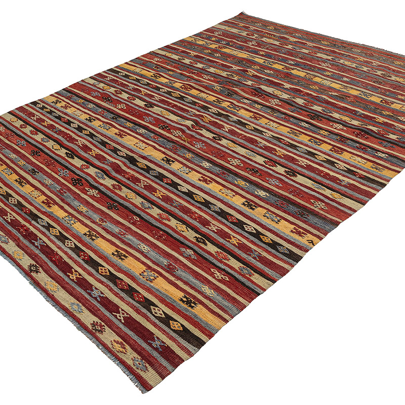 Vintage Balikesir Kilim Rug - 5' 8" x 7' 10" (68" x 94") - K0089473