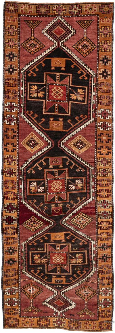 Vintage Turkish Hand-Knotted Runner - 3' 8" x 9' 11" (44" x 119")