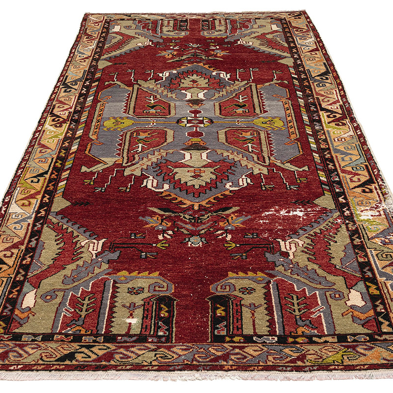 Alfombra Vintage Turca Anudada a Mano - 139 cm x 283 cm - K0089497
