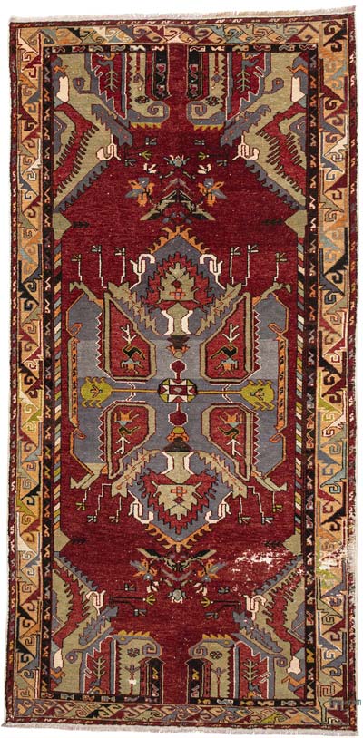 El Dokuma Vintage Halı - 139 cm x 283 cm